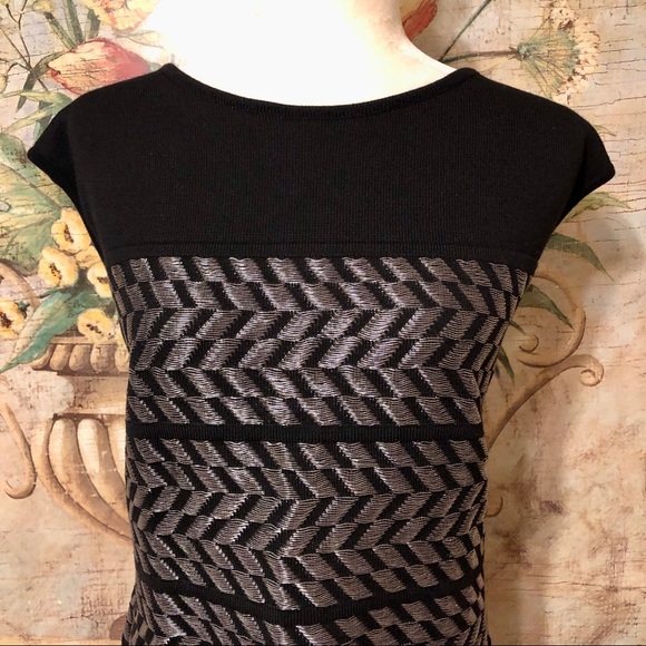 Sz XL Escada Shiloah Black and Silver Sleeveless Knit Top - Picture 8 of 16